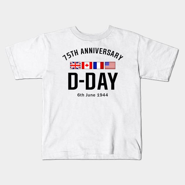 D-Day 75 Year Anniversary Kids T-Shirt by SeattleDesignCompany